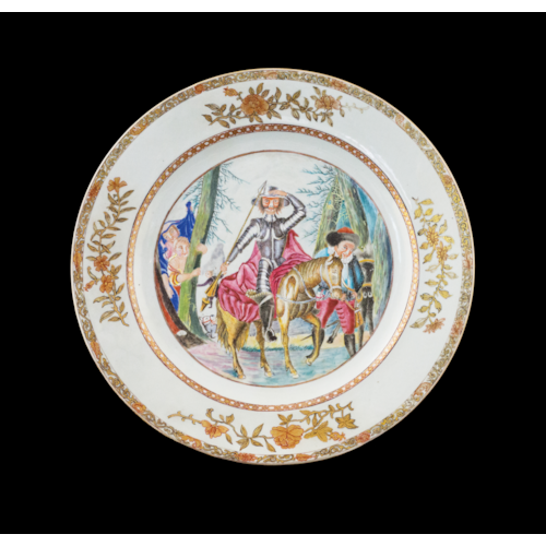Chinese export porcelain famille rose charger with Don Quixote